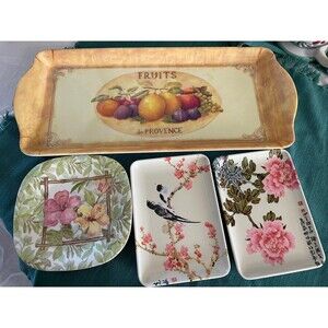 VTg Bundle Melamine Floral Plates Trays Mini